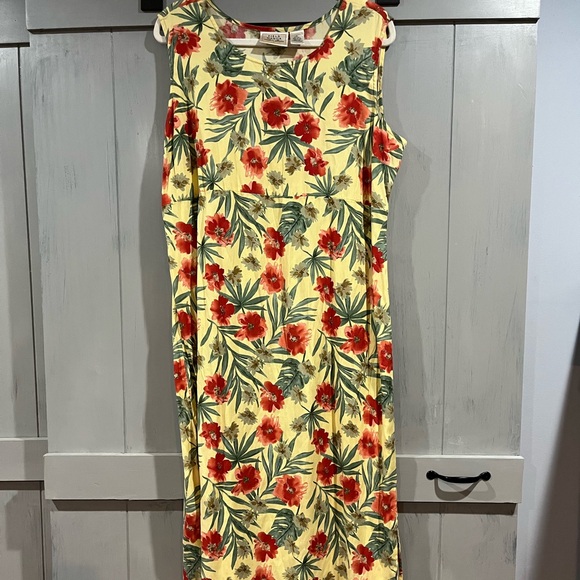 Vintage Field Manor Silk Floral Maxi Dress Pullover Side Slit Size XL - Picture 1 of 7